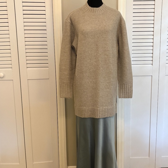 Anthropology Sweater and Skirt Combination Gray Sweater and Blue Skirt Small NWT - Picture 1 of 10